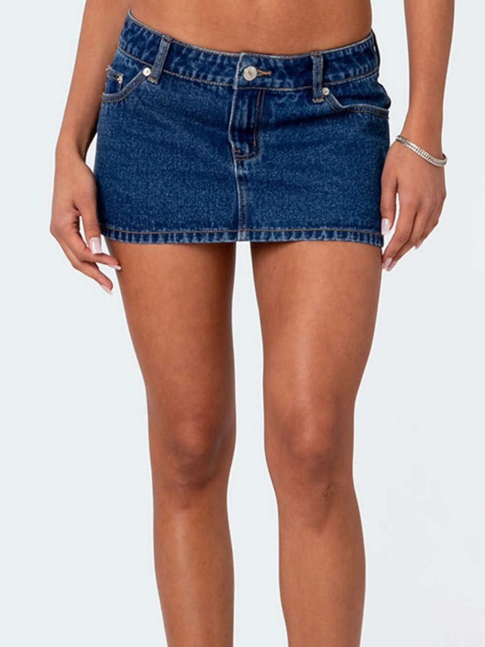 Edikted Dark Blue Denim Mini Skirt